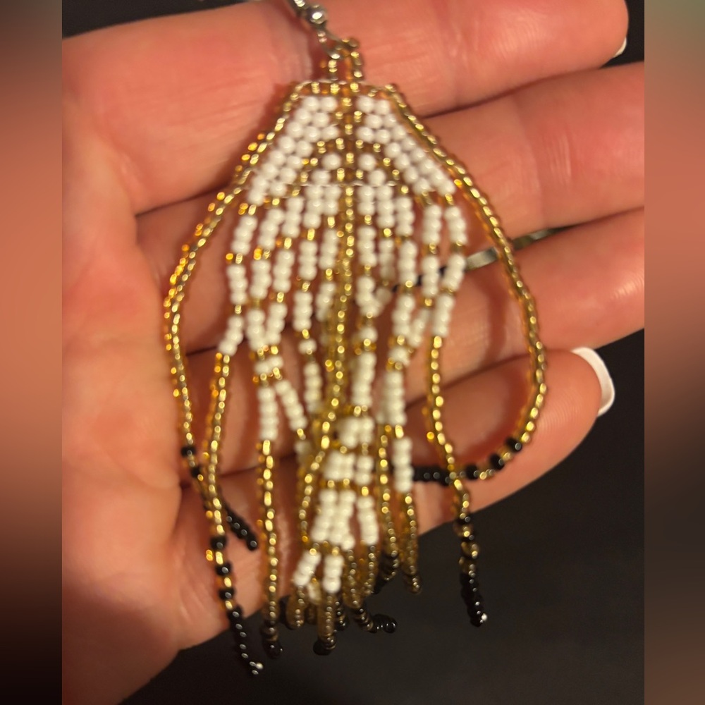 Gold and Black Beaded Earrings